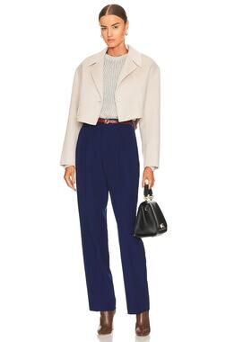 L’Academie Obie Navy Blue Straight Leg High Waisted Trouser Pants Size Small